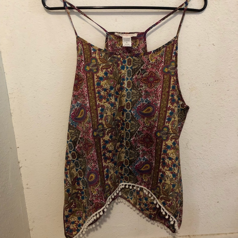 High neck patterned tank top